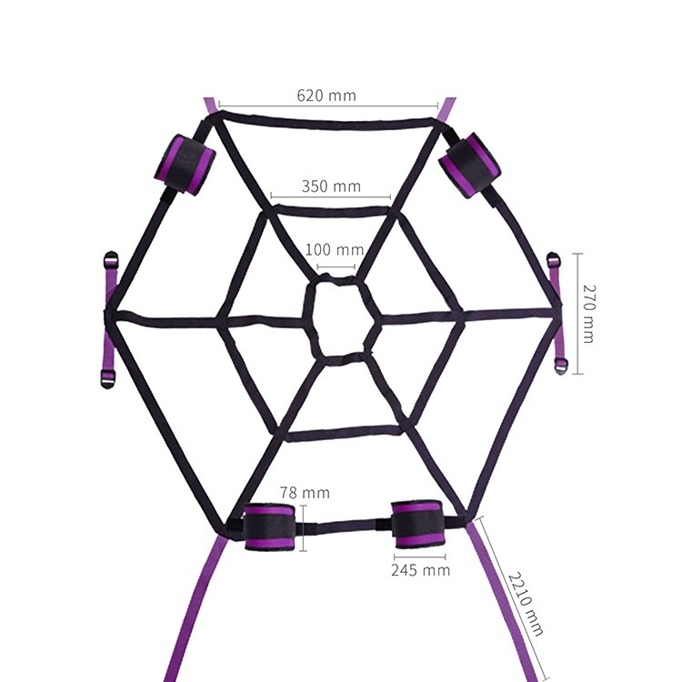 Набір фіксаторів Roomfun Spider Web Bed у вигляді павутини, чорно-фіолетовий - Зображення 6