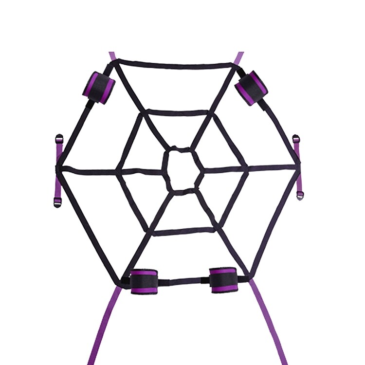 Набір фіксаторів Roomfun Spider Web Bed у вигляді павутини, чорно-фіолетовий