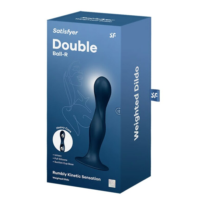 Фалоімітатор Double Ball-R на присосці, синій, 17.9 х 3.8 см - Изображение 1