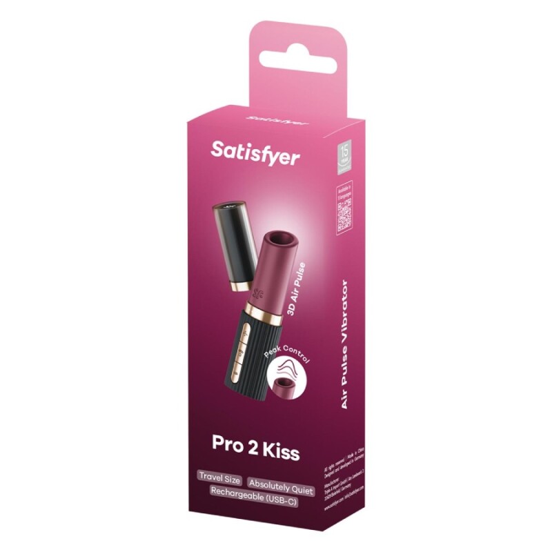 Вібратор у вигляді помади Satisfyer Pro 2 Kiss з вакуумною стимуляцією, червоний, 11.7 х 2.9 см - Зображення 1