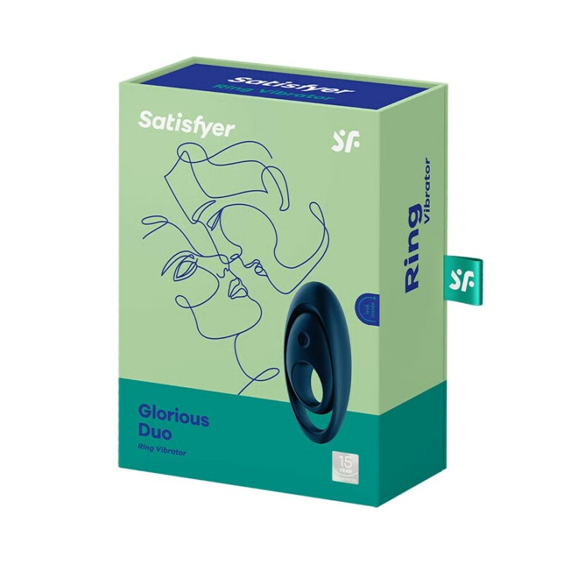 Ерекційне віброкільце Satisfyer Glorious Duo подвійне, блакитне, 10.5 х 5.2 см - Изображение 1