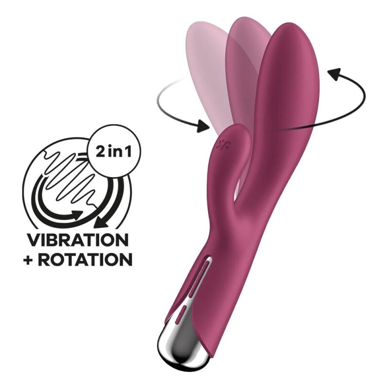 Вібратор-кролик Satisfyer Spinning Rabbit 1 для точки G та клітора, червоний, 20 х 3.5 см - Зображення 2