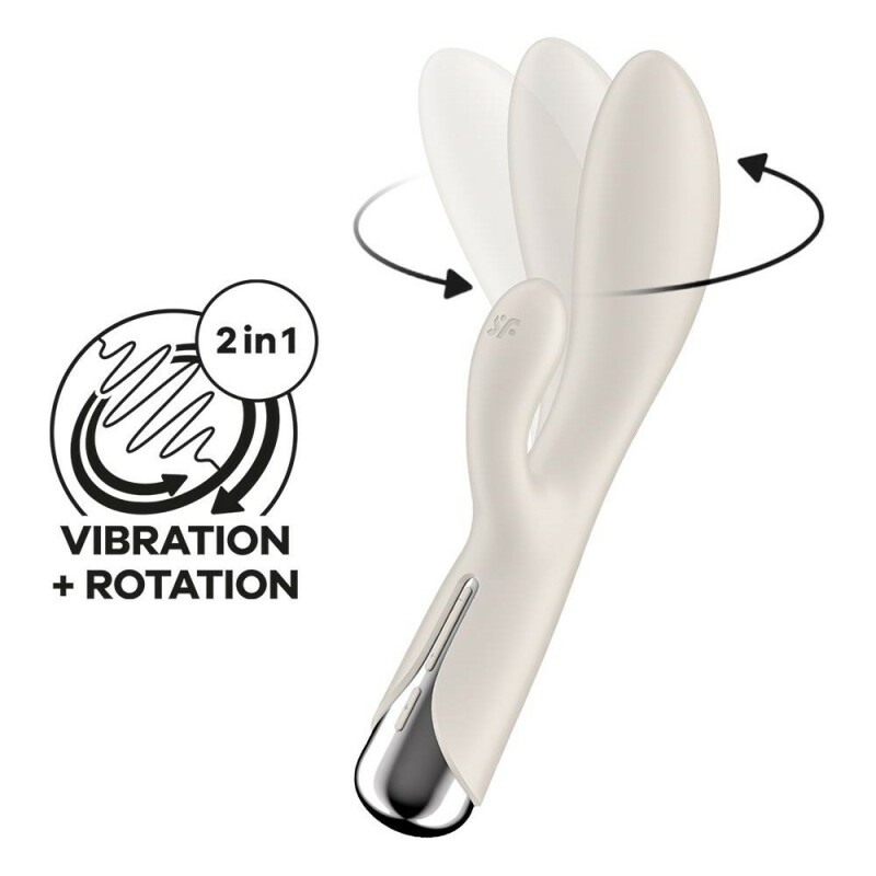 Вібратор-кролик Satisfyer Spinning Rabbit 1 для точки G та клітора, білий, 20 х 3.5 см - Зображення 2