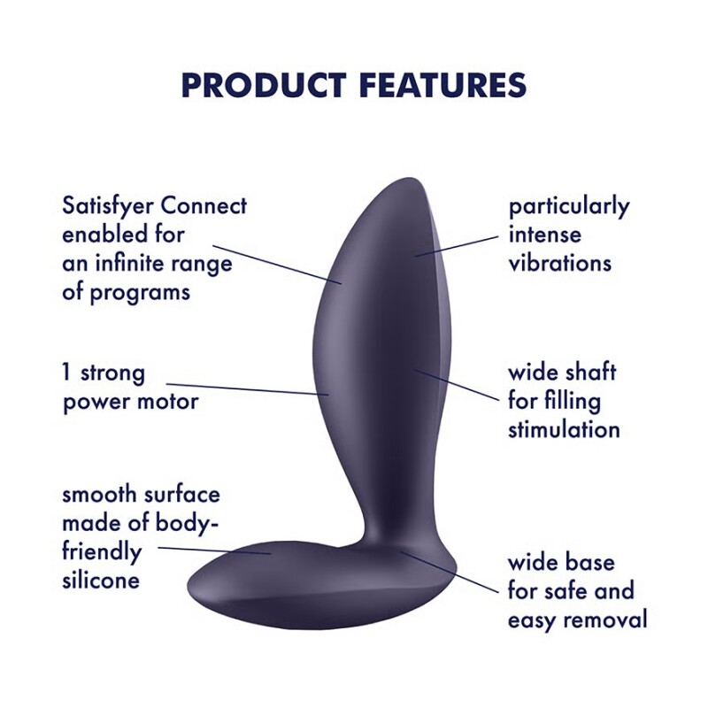 Анальний вібратор Satisfyer Power Plug з додатком, фіолетовий, 11.3 х 5 см - Зображення 4