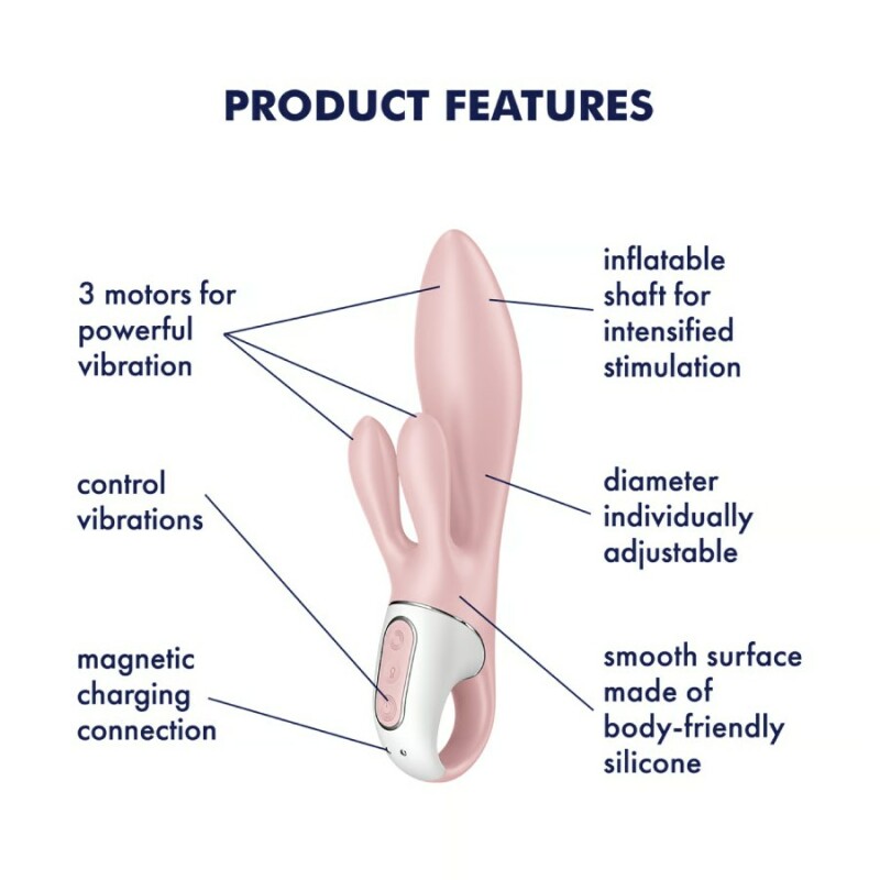 Вібратор-кролик Satisfyer Air Pump Bunny рожевий, 21 х 4 см - Зображення 6
