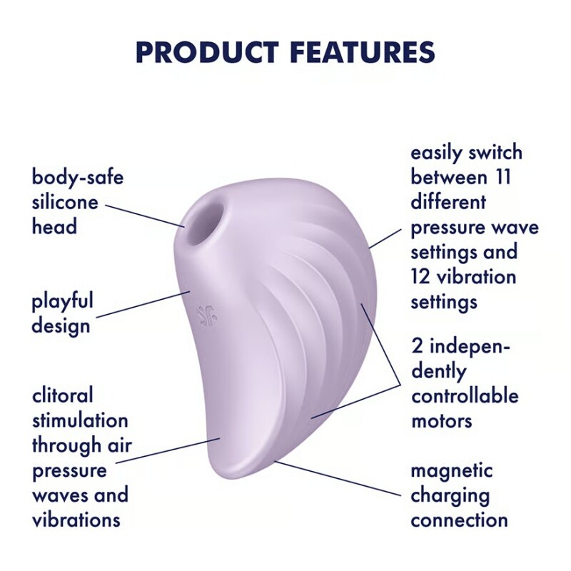 Вакуумний стимулятор Satisfyer Pearl Diver з вібрацією, фіолетовий, 9.1 х 6.6 см - Зображення 6