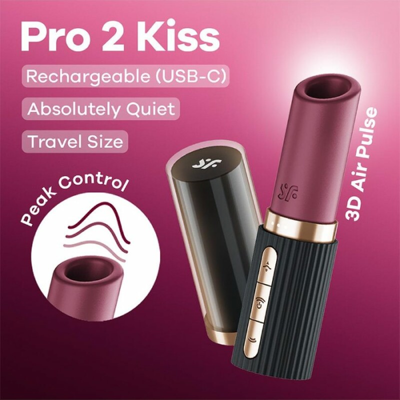 Вібратор у вигляді помади Satisfyer Pro 2 Kiss з вакуумною стимуляцією, червоний, 11.7 х 2.9 см - Зображення 6