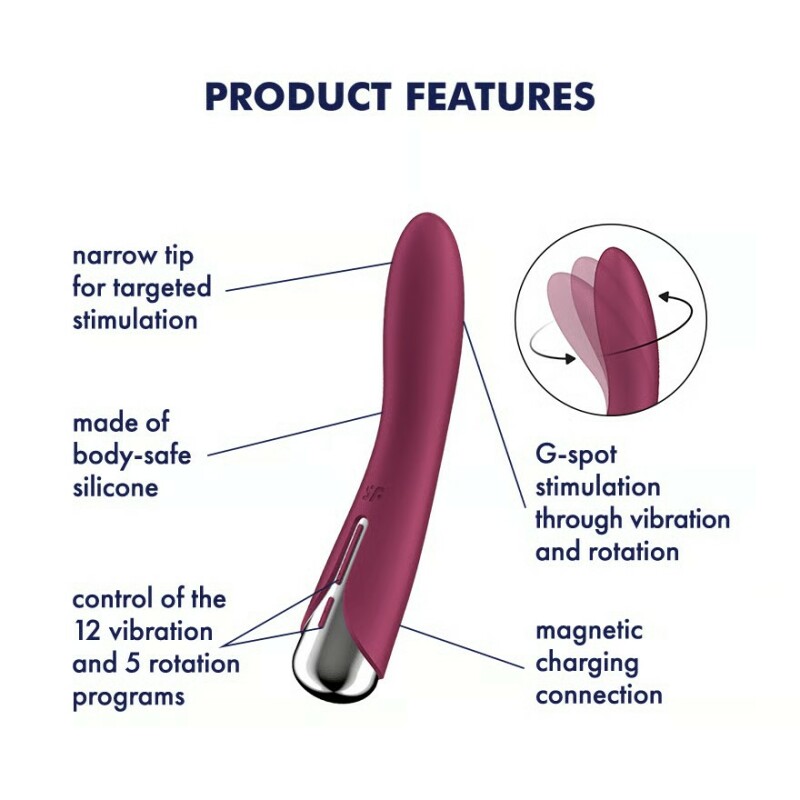 Вібратор для точки Satisfyer G Spinning Vibe 1 з ротацією, червоний, 17.5 х 3.5 см - Изображение 7