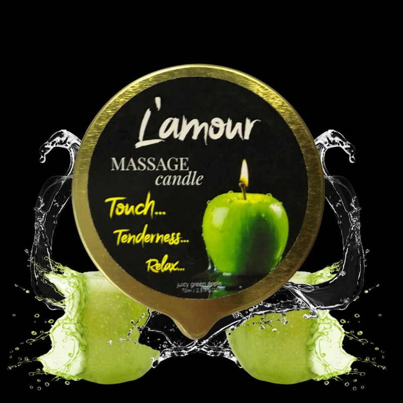 Масажна свічка, 70 мл, L'amour Green Apple зелене яблуко + мускус + жасмин