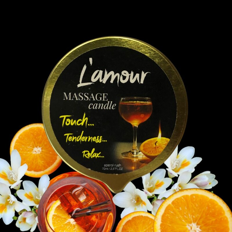 Масажна свічка, 70 мл, L'amour Aperol Rush цитруси + ревінь + троянда