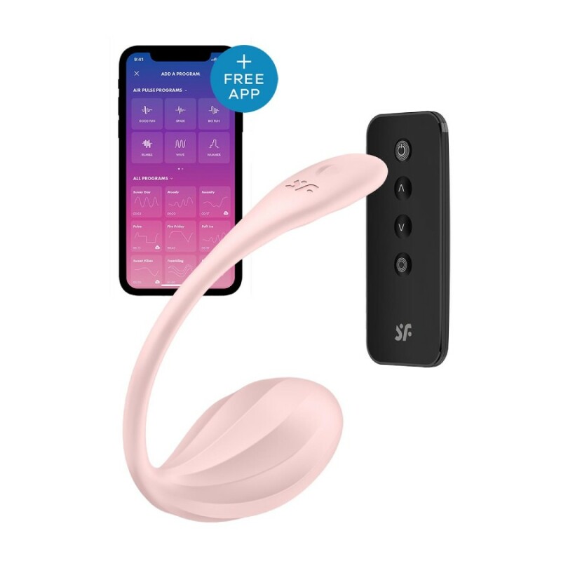 Вібратор у трисики Satisfyer Ribbed Petal з додаткомі пультом, рожевий, 23.5 х 3.8 см