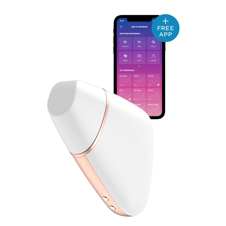 Вібратор для клітора Satisfyer Love Triangle з додатком, білий, 8.8 х 6 см