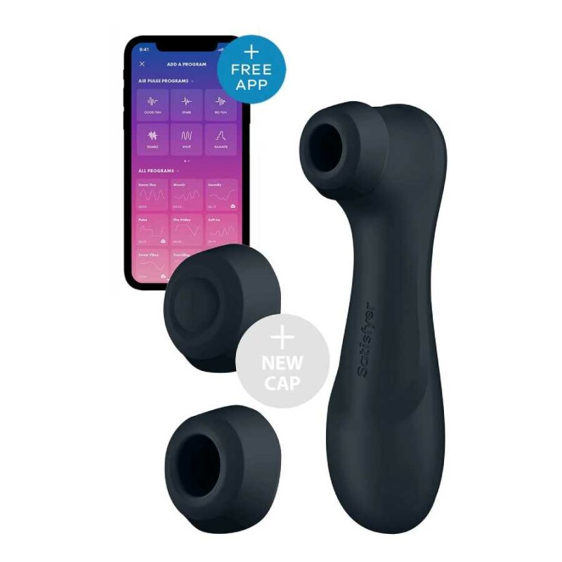 Вібратор Satisfyer Pro 2 Liquid Air з додатком, чорний, 16.4 см