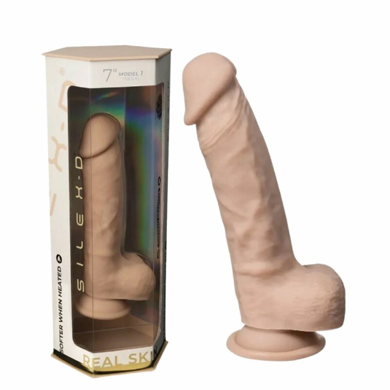 Фалоімітатор термореактивний Silexd Real Skin рідкий силікон, беж, 17.8 х 3.8 см