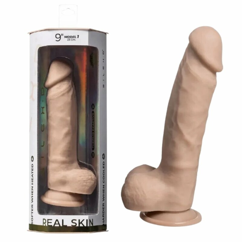 Фалоімітатор термореактивний Silexd Real Skin рідкий силікон, беж, 22.9 х 5 см