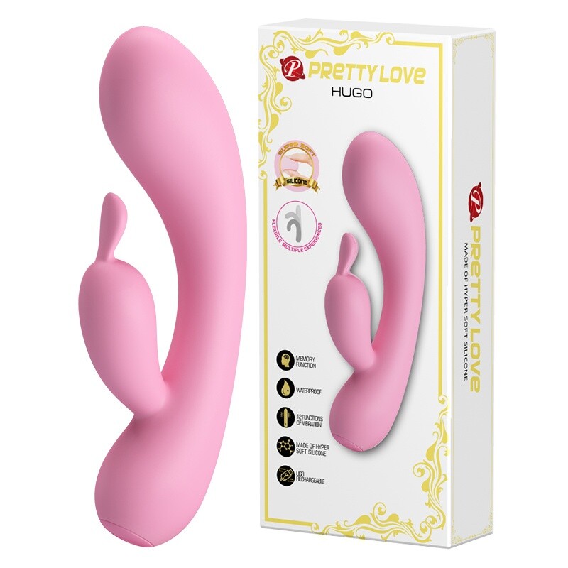 Вібратор-кролик Pretty Love Hugo, рожевий, 16.5 х 3.7 см