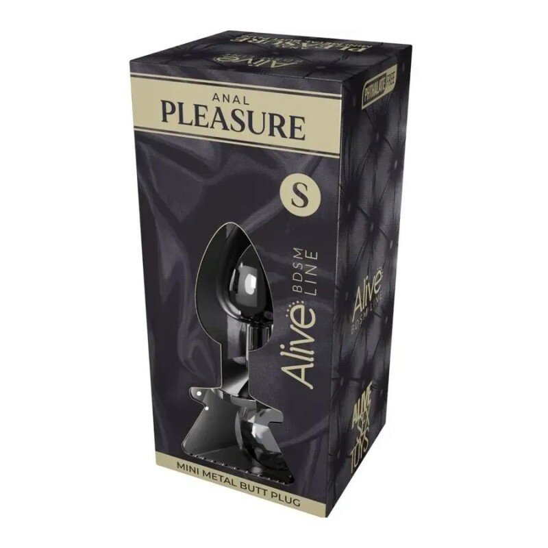 Анальна пробка Alive Anal Pleasure S з чорним каменем, срібляста, 6.3 х 2.8 см - Изображение 2