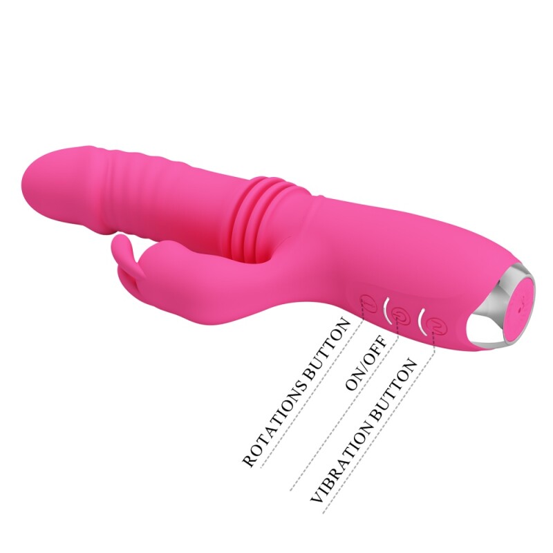 Вібратор-кролик Pretty Love Dorothy з фрикціями, рожевий, 19.7 х 3.3 см - Зображення 8