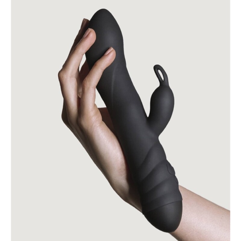 Вібратор-кролик Adrien Lastic Twister з ротацією, чорний, 23 х 4 см - Зображення 2
