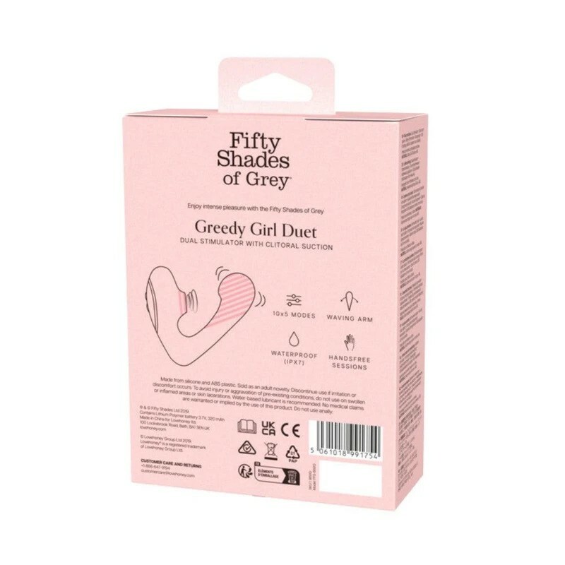 Вібратор Fifty Shades of Grey Greedy Girl з вакуумною стимуляцією, чорний, 14 х 4 см - Изображение 3