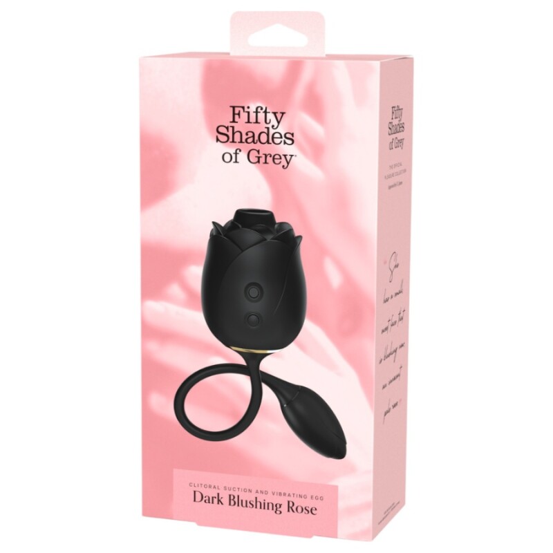Вакуумний стумлятор клітора Fifty Shades of Grey Dark Rose з віброяйцем, чорний, 33 х 2.7 см - Изображение 2