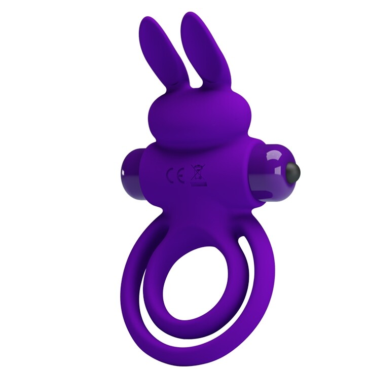 Ерекційне віброкільце Pretty Love Ring III з вушками, фіолетове, 9.7 х 5.6 см - Зображення 2