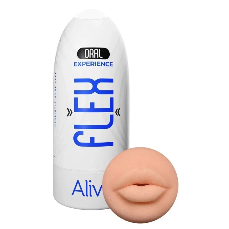Мастурбатор-рот в колбі Alive Flex Oral M бежевий, 16 х 6.5 см