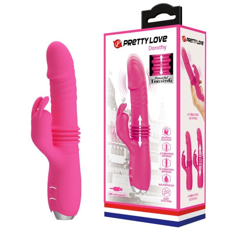 Вібратор-кролик Pretty Love Dorothy з фрикціями, рожевий, 19.7 х 3.3 см