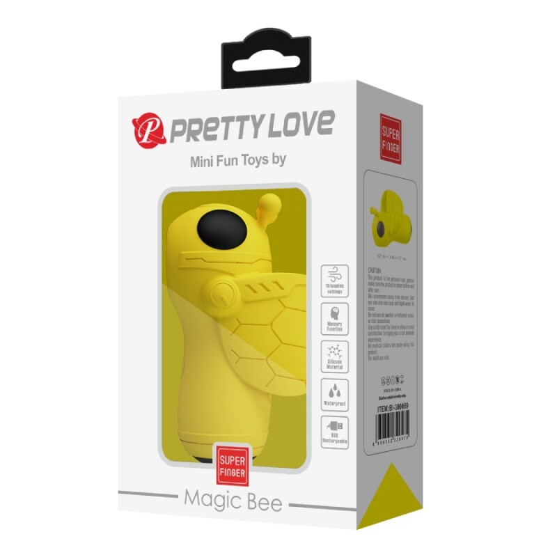Вібратор на палець Pretty Love Magic Bee з кліторальною пульсацією, жовтий, 6.9 х 3 см - Изображение 9