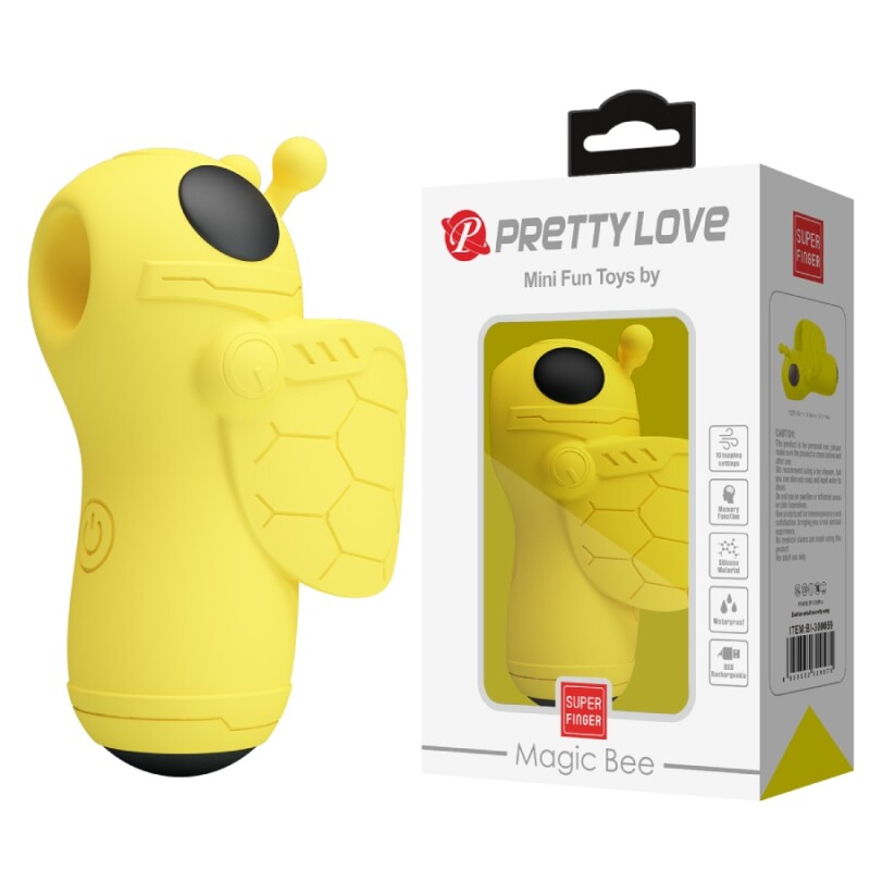 Вібратор на палець Pretty Love Magic Bee з кліторальною пульсацією, жовтий, 6.9 х 3 см