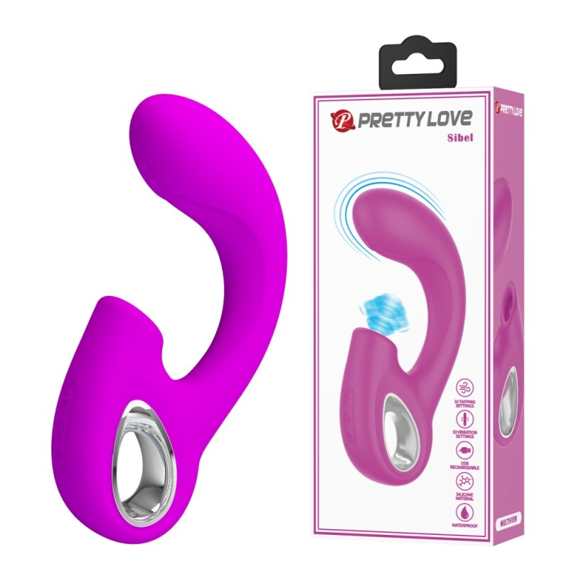 Вібратор Pretty Love Sibel з пульсацією, фуксія, 15.5 х 3.5 см