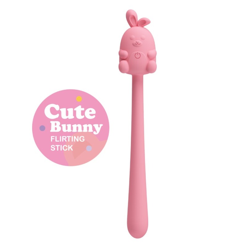 Мінівібратор на палочці Pretty Love Cute Bunny гнучкий, рожевий, 14.2 х 1.8 см - Изображение 1