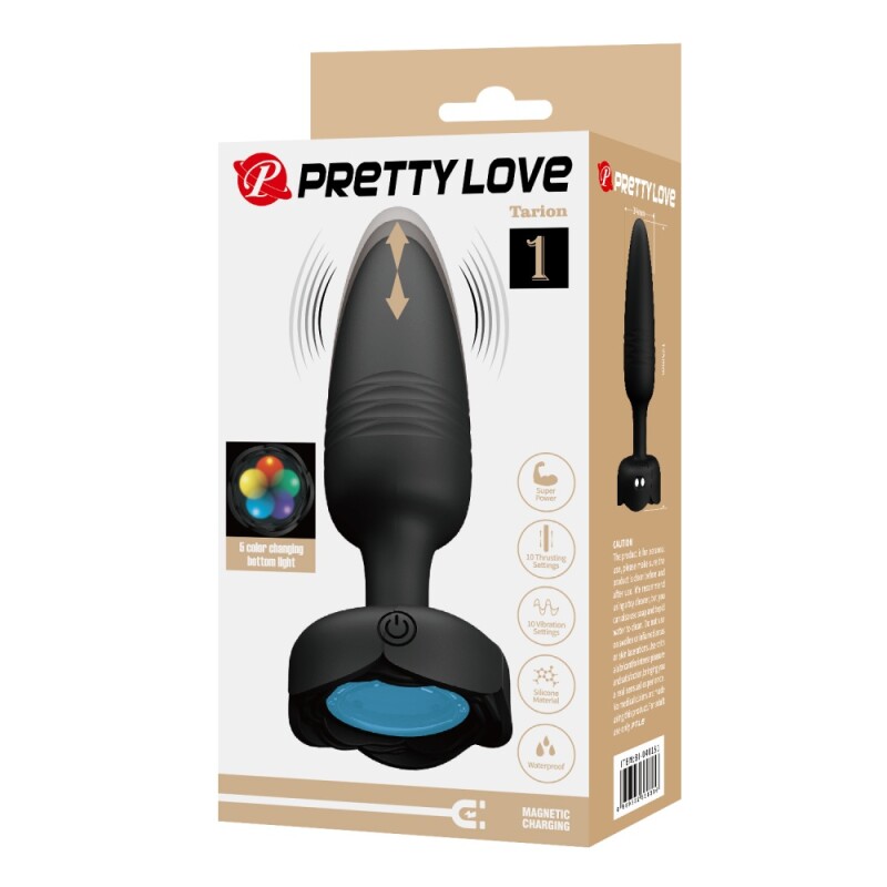 Анальний вібратор Pretty Love Tarion з мерехтливим підсвічуванням, чорний, 12.5 х 3.4 см - Изображение 9