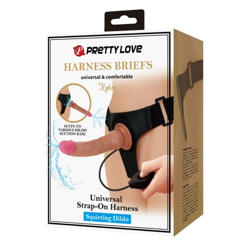 Страпон Pretty Love Kyton з еякуляцією, чорно-коричневий, 21.5 х 4 см - Изображение 9