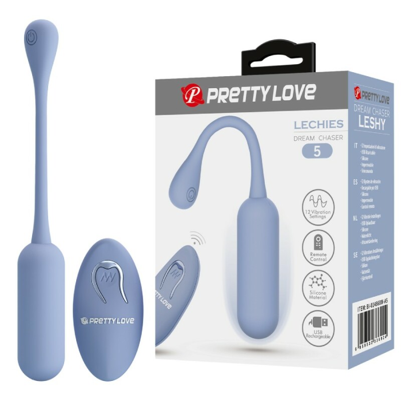 Віброяйце Pretty Love Lechies з пультом, блакитне, 18.6 х 2.8 см