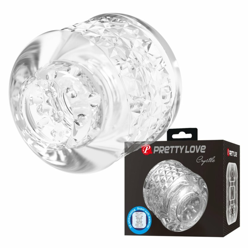 Мінімастурбатор наскрізний Pretty Love Crystle рельєфний, прозорий, 6 х 6 см