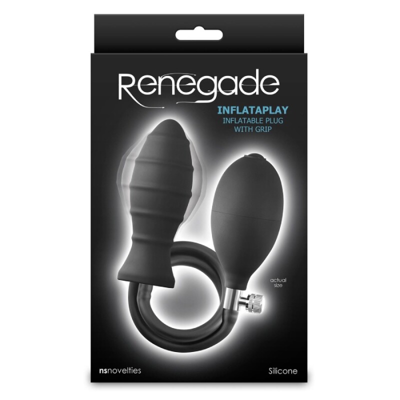 Анальна пробка NS Novelties Renegade з накачкою грушею, чорна, 10.5 х 4 см - Зображення 1