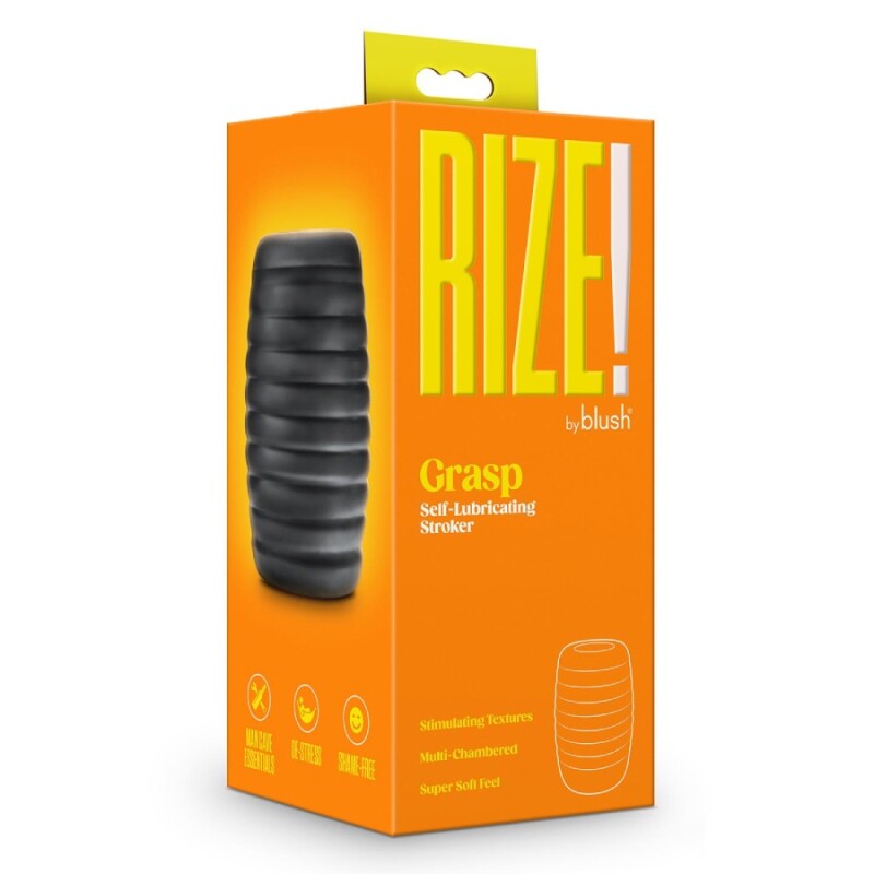 Мастурбатор самозмащувальний Blush Rize з відкритим кінцем, чорний, 10.1 х 2.5 см - Изображение 1