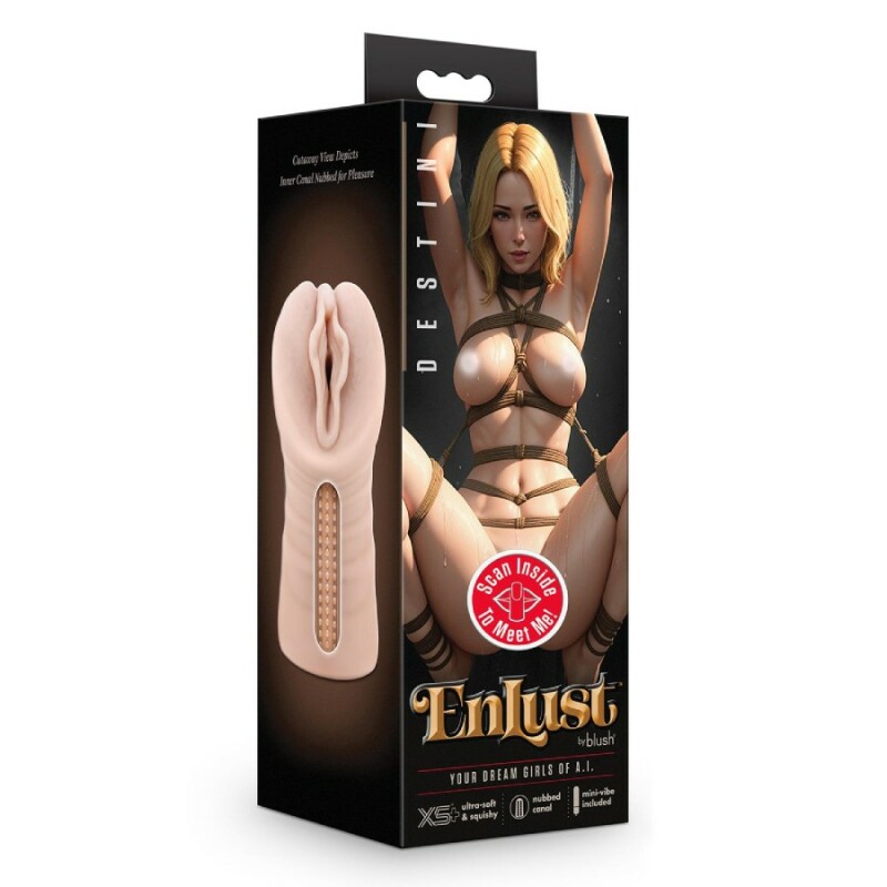 Мастурбатор-вагіна Blush Enlust з віброкулею, бежевий, 13.3 х 5.7 см - Зображення 1