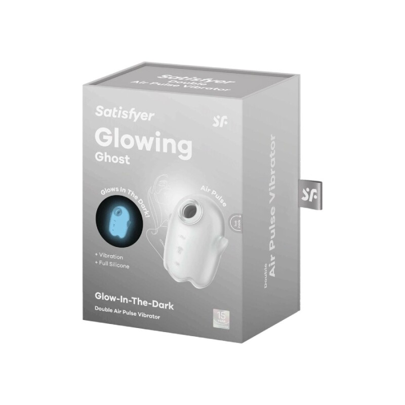 Вакуумний стимулятор Satisfyer Glowing Ghost з вібрацією, білий, 8.4 х 5.8 см - Изображение 1