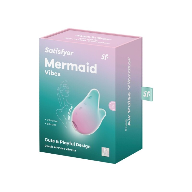 Вакуумний стимулятор Satisfyer Mermaid Vibes з вібрацією, рожево-зелений, 9.5 х 1.5 см - Изображение 1