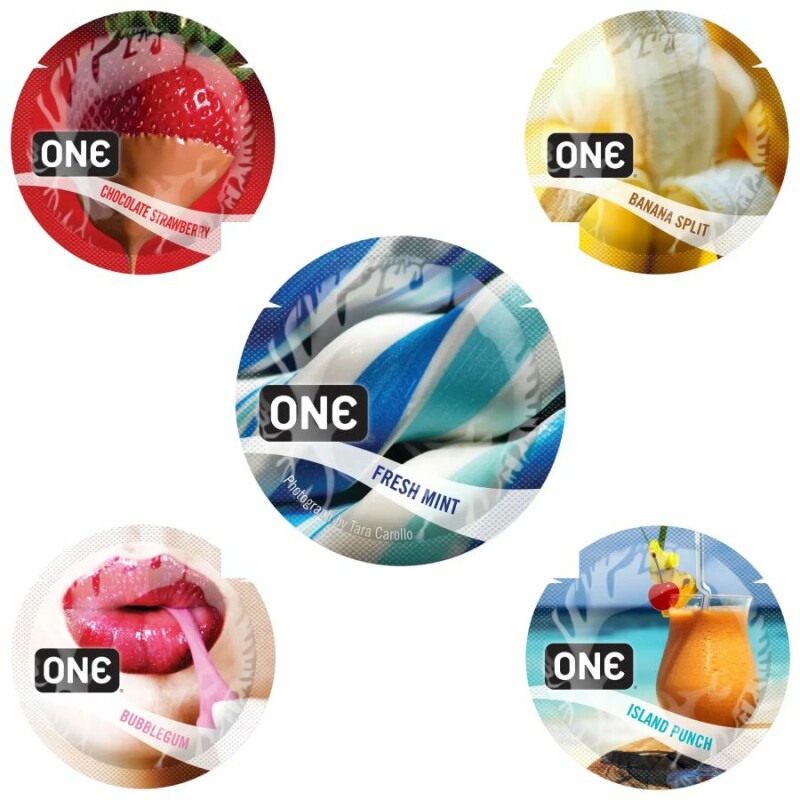 Презервативи оральні One FlavorWaves п'ять смаків, латексні, 5 шт
