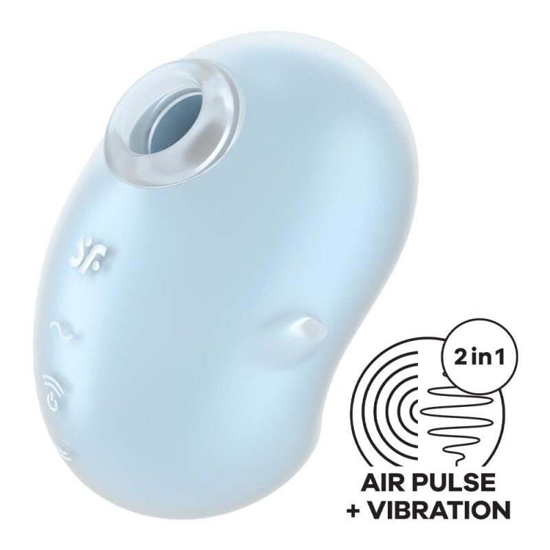 Вакуумний стимулятор Satisfyer Cutie Ghost з вібрацією, блакитний, 9.1 х 5.5 см - Изображение 2