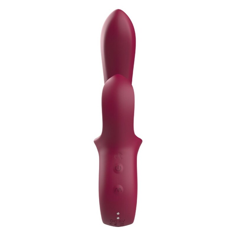 Вібратор-кролик Dreamtoys Glam з ручкою-гачком, бордовий, 22.7 х 4.2 см - Изображение 4