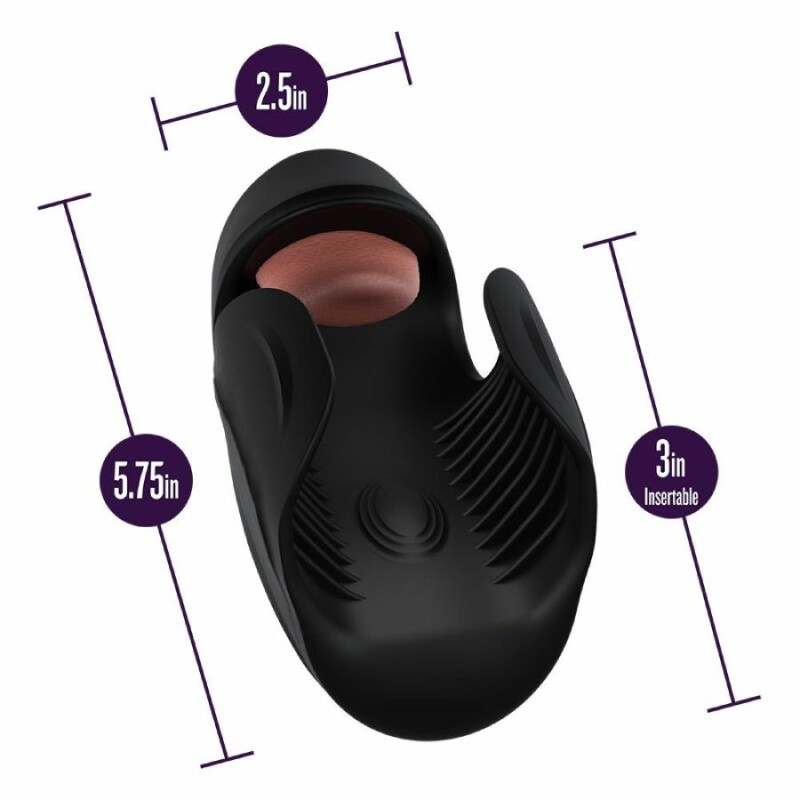 Мастурбатор з вібрацією Blush M for Men зі стимулюючим язичком, чорний, 14.6 х 6.4 см - Изображение 5