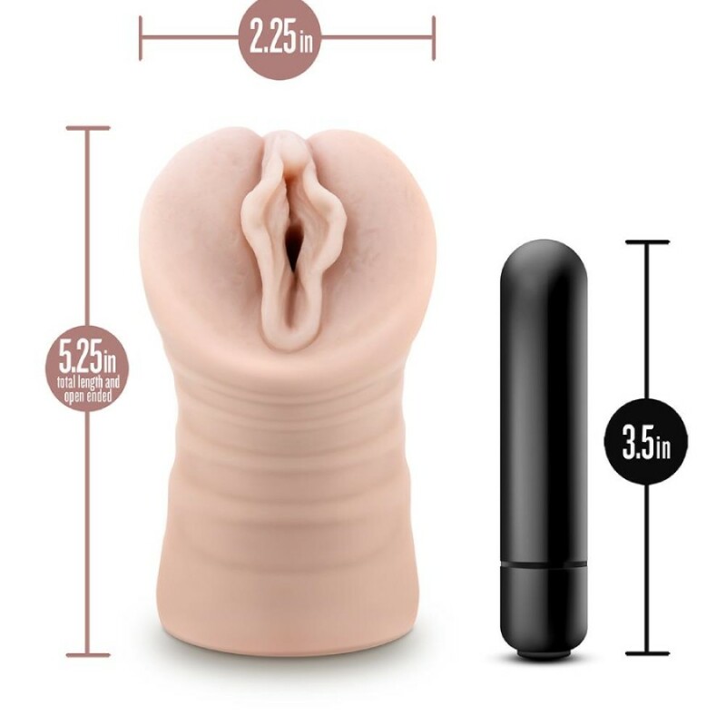 Мастурбатор-вагіна Blush Enlust з віброкулею, бежевий, 13.3 х 5.7 см - Зображення 6