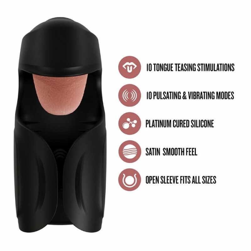 Мастурбатор з вібрацією Blush M for Men зі стимулюючим язичком, чорний, 14.6 х 6.4 см - Изображение 6