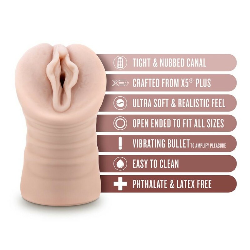 Мастурбатор-вагіна Blush Enlust з віброкулею, бежевий, 13.3 х 5.7 см - Зображення 7