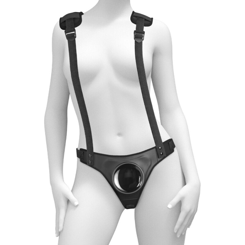 Трусики для страпона Pipedream Body Dock з підтяжками, чорні - Изображение 1