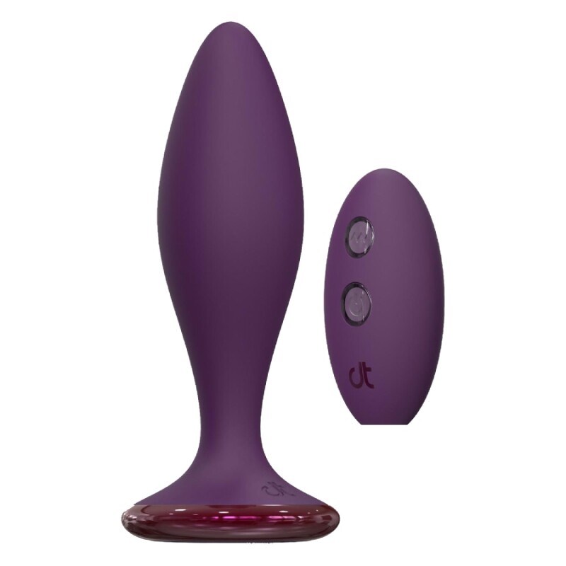 Анальний вібратор Dreamtoys Glam з пультом, фіолетовий, 12.8 х 3.6 см